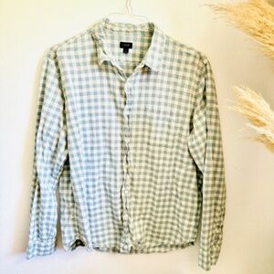 MENS J CREW Blue Paid Slim Fit White Long Sleeve Button Classic Dress Shirt L